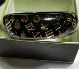Ross Simons Black clear resin W/ yellow gold Letter Number heart bangle bracelet - Picture 1 of 14