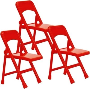 Set of 3 Red Folding Chairs for WWE & AEW Wrestling Action Figures - Picture 1 of 1