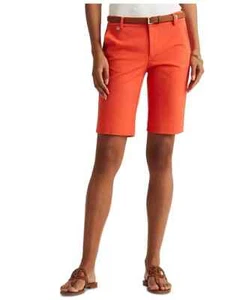 LAUREN RALPH LAUREN Women Twill Stretch Bermuda Shorts Petite 8P Orange - Picture 1 of 2