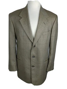 pierre cardin Men's Sz 42R Biege Check Silk Wool Blend Sport Coat B44 - Picture 1 of 12