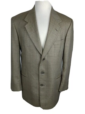pierre cardin Men's Sz 42R Biege Check Silk Wool Blend Sport Coat B44 - Image 1 of 4