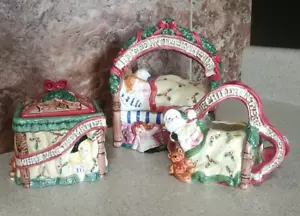 1993 Fitz & Floyd "Night Before Christmas" Creamer & Sugar Bowl, & Covered Dish - Picture 1 of 11