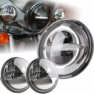 7"LED Projector Headlight + Passing Lights For Harley Touring Electra Glide - Picture 1 of 9