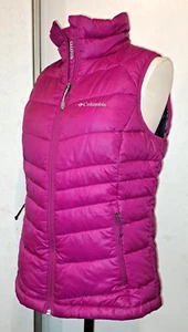 COLUMBIA MEDIUM OMNI HEAT 650TD DOWN VEST ZIP NYLON PUFFER WOMEN PINK MAGENTA - Picture 1 of 8