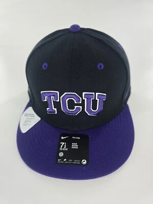Nike TCU Horned Frogs Pro Cap Men’s 7 1/2 Purple Black Team Issued Hat New - Image 1 of 4