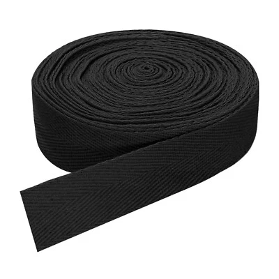 Twill Tape 11 Yard x 30mm Cotton Fabric Ribbon Herringbone Tape for Bags Black Foto 1 de 4