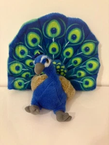 Stuffed Peacock Wild Republic Plush Toy Colorful Feathered Tail - 8 Inches Tall - Picture 1 of 5