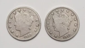 Monedas de níquel Liberty Head V 1912-P y 1912-D - Imagen 1 de 2