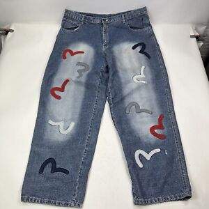 Evisu Genes Baggy Jeans Size 42 Streetwear Hip Hop Denim 