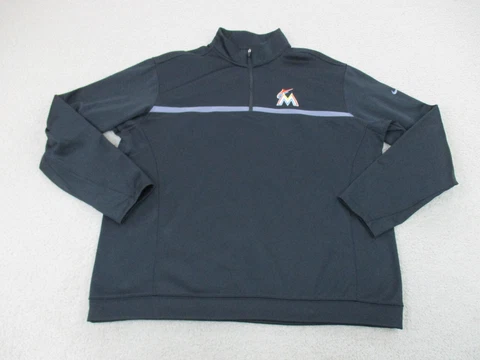 Miami Marlins Sweater Adult Extra Large Black MLB Baseball Nike Sweatshirt Men Cover