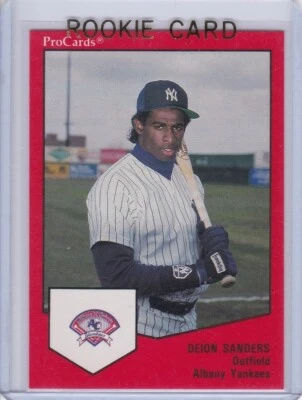 DEION SANDERS ROOKIE CARD 1989 ProCards RARE ALBANY YANKEE Minor League PRIME RC - Image 1 of 2