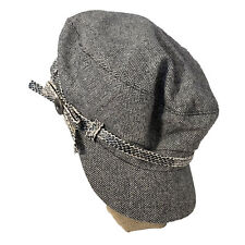 Wool Blend Woman’s Newsboy Hat August Cap With Band Button Grey One Size