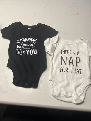 Koala Baby Short Sleeve One Piece Size New Born LOT of 2 Black and white - Image 1 of 4