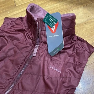 LL Bean Primaloft Damen XL Petite 120 $ Fleece gefütterte Weste gesteppt burgunderrot Maine - Bild 1 von 10