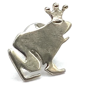 Prendedor de solapa de plata de ley/925 Frog Prince - Imagen 1 de 8