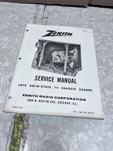 Zenith TTV-3 Service Manual 1970 Solid State TV Chassis 22AB55 Part 923-575  - Bild 1 von 3
