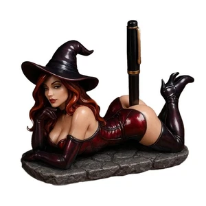 Statuina da libreria strega sexy con portapenne, statua strega per Halloween nuova - Foto 1 di 7