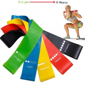 RESISTANCE LOOP BANDS MINI NATURAL LATEX EXERCISE YOGA 5 PIECE SET CORE BALANCE - Picture 1 of 21