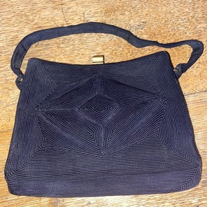 Vintage Genuine Corde Black Metal Hindged Snap Handbag - Picture 1 of 9