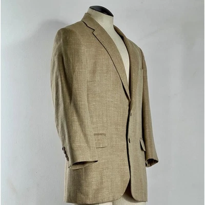 Brooks Brothers 1818 Madison Men's Silk Linen Blazer Beige Herringbone Size 41R - Image 1 of 4
