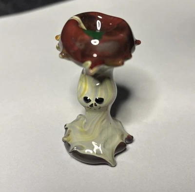 Red and Tan 2.5” Long Rotten Apple Glass Smoking Tobacco Pipe Hand Blown - Image 1 of 4