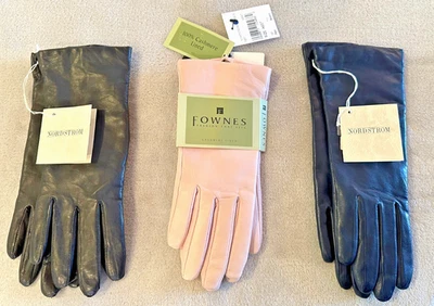 VTG Nordstrom Cashmere-Lined Genuine Leather Gloves Womens Size 6/7 New Fownes - Image 1 of 4