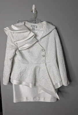 Traje de vestir Dorinda Clark Cole Rose Collection blanco para mujer 2 piezas talla 10 Foto 1 de 4