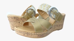 Born Womens Jonna Slip On Buckle Cross Strap Slides Fashion Heels Sandals Shoes - Picture 1 of 6