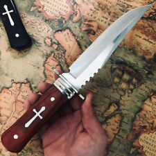 11" Fixed Blade Full Tang Combat Bowie Survival Hunting Knife Brown Wood Sheath