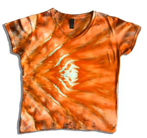 Roll Fold Ice Tie Dye T-Shirt, Women's XL SS V Neck, Burnt Orange - Picture 1 of 6