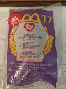 MCDONALD'S TY BEANIE Baby SPRINGY THE LAVENDER BUNNY #17 - Picture 1 of 2