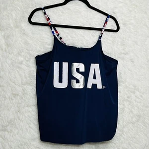 justice Women’s Size 22plus Navy Blue Lined String Top Tank Top Graphic USA - Picture 1 of 9