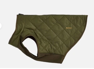 Barbour Reversible Quilt/Borg Fleece Dog Coat Olive/Brown - Picture 1 of 8