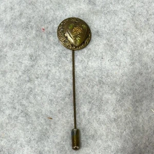 Vintage Gold Tone Heart Two Photo Locket Lapel Stick Pin - Romantic Jewelry - Picture 1 of 6