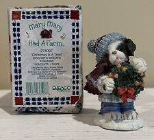 Enesco Mary Mary Had A Farm- Christmas Is A Treat - Dog With Wreath Figurine