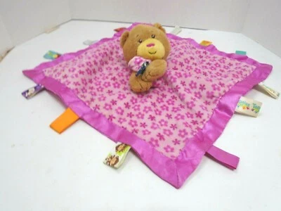 TAGGIES Manta de Seguridad Estampado Flor Oso Rosa Lovey Satén Bebé Niña Foto 1 de 4