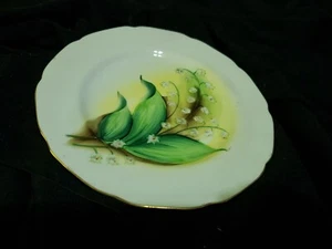 Vintage Hand Painted Norcrest 7.25" " Yellow Green Flowers Gold Trim Japan. - Picture 1 of 4