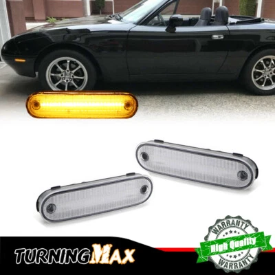 Para 90-2005 Mazda Miata MX-5 lente transparente LED luzes indicadoras frontais lâmpada âmbar - Imagem 1 de 4