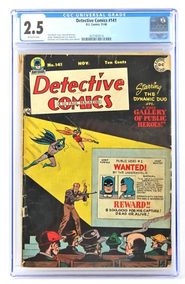 DETECTIVE COMICS #141 1948 CGC 2,5 PÁGINAS NUEVAS BATMAN & ROBIN Foto 1 de 3