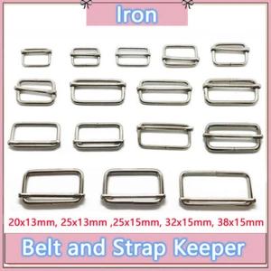 Metal Rectangle Buckle with Slider Bar Belt and Strap Keeper Adjustable Buckles - Picture 1 of 22