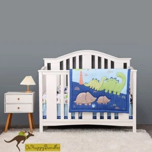 New Baby Boys 3 Pieces Cotton Nursery Bedding Crib Cot Sets-- Dinosaur set - Picture 1 of 10