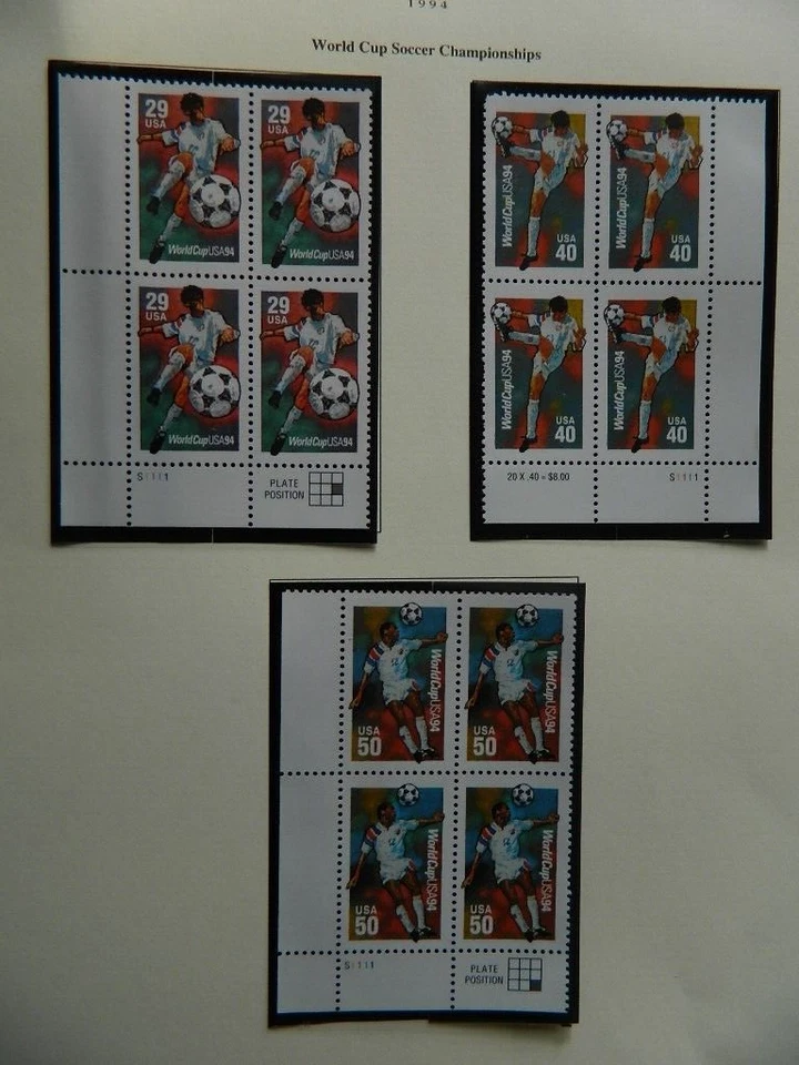 US Scott # 2834, 2835 & 2836 (3) Plate Blocks  MNH, World Cup 94 FREE SHIPPING - Image 1 of 1