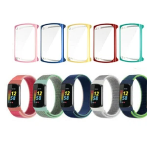 For Fitbit Charge 6 Tracker Case + Watch Band Woven Nylon Hook and Loop Strap - Picture 1 of 15