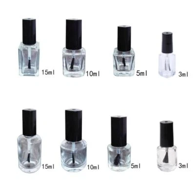 Empty Glass Nail Polish Bottle Clear Container Varnish Vial Makeup Sample Jar - Image 1 of 4