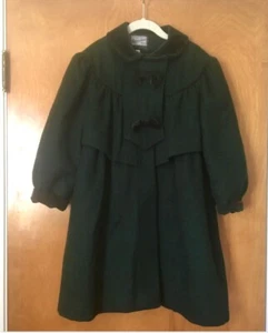Rothschild Holiday Green Wool Coat 6X; 2 Matching Hats - Picture 1 of 14