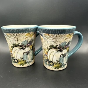 Certified International Fall Pumpkin Mugs Susan Winget Large Set Of Two - Picture 1 of 10