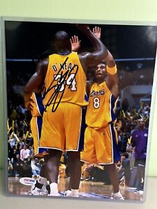 Shaquille O’Neal PSA AUTHENTICATION Signed 8x10 Auto LA Lakers  With Coby RARE