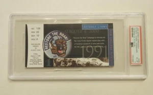 Biglietto Lions Patriots 2000 Stub Tom Brady 10-15/129 iarde 1° GW Drive PSA 6 - Foto 1 di 6