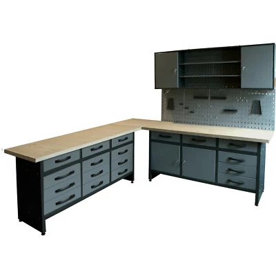 Werkstatt Set Werkbank mit 6 und 12 Schubladen Profiqualität mit Hängeschrank - Bild 1 von 4