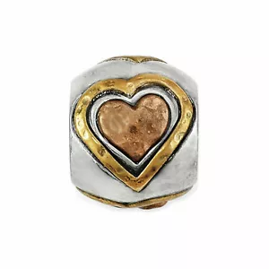 Brighton ART & SOUL ALL HEARTS 2 Tone Bead Charm JC1751 - New - Picture 1 of 4